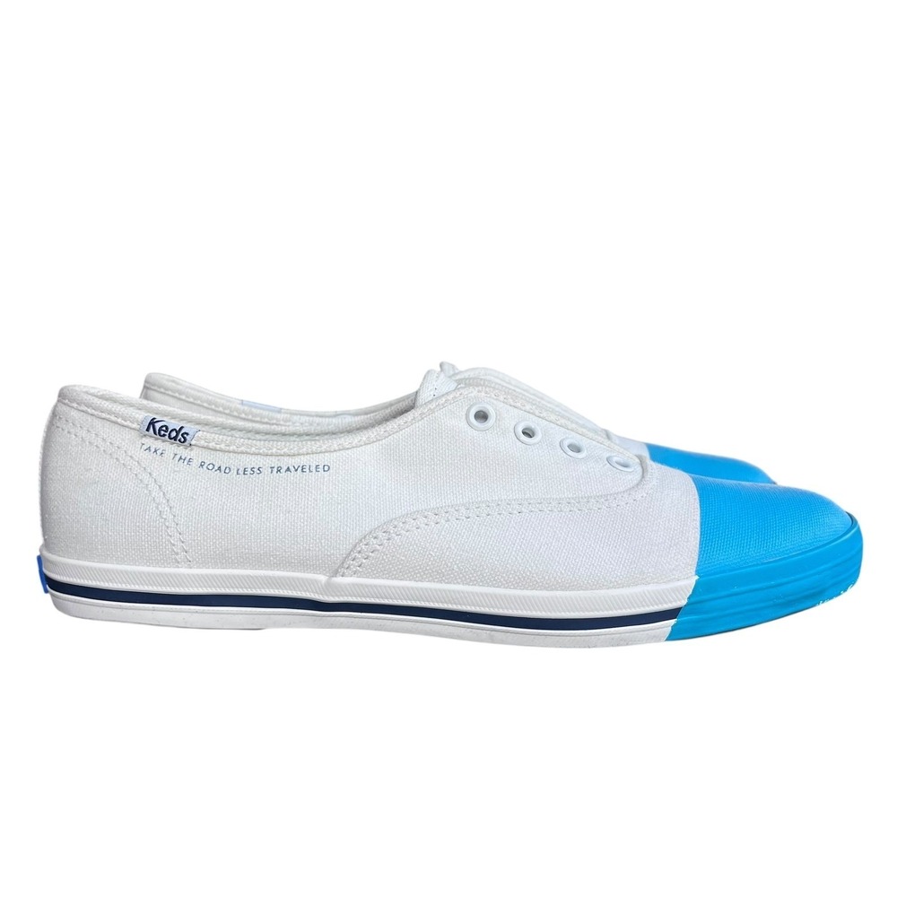 Keds‎ for Kate Spade Sneakers Womens Size 8.5 Laceless White and Blue Shoes